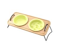 Fonowx Gamelles pour Animaux de Compagnie avec Support, Idéales pour Une Alimentation Lente chez Les Chiens de Petite et Moyenne Taille, Jaune