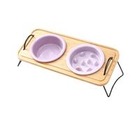 Fonowx Gamelles pour Animaux de Compagnie avec Support, Idéales pour Une Alimentation Lente chez Les Chiens de Petite et Moyenne Taille, Violet