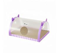 Fonowx Griffoir Tunnel Chat Griffoir Tunnel Lit Sofa Carton Robuste Arche Spacieuse avec Jouets Suspendus et Capot Transparent Convient à Exercice Profonde, Violet, S