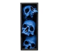 Fonowx Halloween Résine Artisanale Figurine Crâne Bibliothèque Insert Décoration Étagère Vignette Gothique Texture Osseuse Finition Travaillée Ambiance, Bleu, 15 Cm