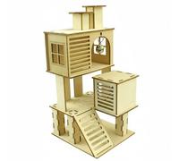 Fonowx Hamster Piste Parcours Module Terrain en Bois Massif avec Voies Multiples et Cachettes pour Activité Physique et, Color to 3