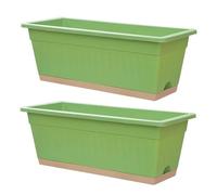 Fonowx Jardinières de Balcon Pot de Fleurs Rectangulaire Jardinière avec Plateau Trou de Drainage Matériau Convenable pour Culture sur Balcon Rebord, Vert