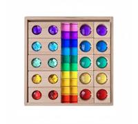 Fonowx Jouet Sensoriel Enfant Puzzle Tri Formes Blocs de Couleurs Grille en Bois Insertions Acryliques Lumière et Transparence des Raisonnement Adapté aux