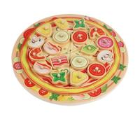 Fonowx Kit de Tissus Pizza Bois Jouet Découpable Jouet Alimentaire Dînette Éducative Convient aux Préscolaires Développement Social Travail d'Équipe Loisirs Créatifs