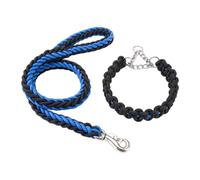 Fonowx Laisse pour Chien Légère pour Plein Air Laisse de Formation Corde de Sécurité Conception Tressée Fiable Adapté pour Le Jogging et La Marche Active, Bleu Noir