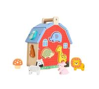 Fonowx Maison En Blocs de Bois pour La Reconnaissance Des Formes, Idéale pour Les Enfants, pour Le Développement de L'enfant, Jouet pour Trier Les Formes