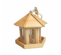 Fonowx Mangeoire pour Oiseaux Mangeoire Hexagonale Distributeur Abri Suspendu Plateau en Bois Traité pour Extérieur avec Finition Résistante et Montage par, Hexagonal