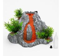 Fonowx Maquette de Montagne Décor Miniature Maquette de Volcan Maquette de avec Brume Effets de Lumière et Son en Plastique avec Port de Remplissage Adaptée