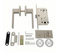 Fonowx Mécanisme de Verrouillage de Porte avec Poignée Levier en Alliage de Zinc et Rosace Ronde Silencieux pour Porte en Bois Intérieure Style Contemporain pour Chambre et Salle de Bains, color to 1