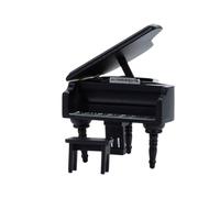 Fonowx Meuble Miniature Détaillé Piano à Queue Miniature en Bois Résistant, Noir