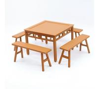 Fonowx Mini Banc Miniature Banc Table Banc Longue Table Carrée Mobilier pour Maison de Poupée Résistant Finition Bois Classique pour Scènes Miniatures, Échelle 1-12