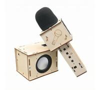 Fonowx Modèle Karaoké en Bois à Assembler -même Éducatif Kit Haut-Parleur en Bois à Monter -même Intérieur Extérieur pr Jeu Imaginatif, 1 Micro
