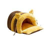 Fonowx Niche Chat Chien Nid Peluche Coussin Confortable Forme Abeille Fermeture Totale Matériau Doux Convient pour Chats Chiens Intérieur Appartement, 43cmx30cmx25cm
