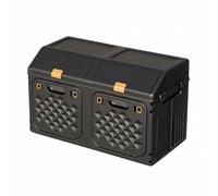 Fonowx Organisateur de Voiture Pliable Compartiments Multiples Structure Réglable Ouverture Latérale Poignées Ergonomiques Plastique Résistant Convient pour, Noir Et Or, Grand 66L