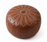 Fonowx Ottoman de Rangement Pouf Rempli Cuir Synthétique Embroiderie Fermeture Pratique pour Salon Chambre Décoration Repose-Pieds, Noir, Fleur Améliorée