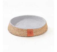 Fonowx Panier pour Animaux Lit Rond Tapis Coussin Niche Tressé à Panier Bas Intérieur Lisse et Ferme au Toucher Soutien de la Nuque dans Le Décor Étiquette, 50CM
