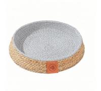 Fonowx Panier pour Animaux Lit Rond Tapis Coussin Niche Tressé à Panier Bas Intérieur Lisse et Ferme au Toucher Soutien de la Nuque dans Le Décor Étiquette, 35CM