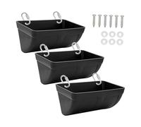 Fonowx Paquet de 3 Seaux d'eau pour Volaille, Mangeoire pour Poulets, Auge Suspendue pour Bétail, Noir
