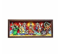Fonowx Plaque Divinité Populaire Cadre Murale Décoration Tableau Ornement Papier Découpé Composition Festive Positive Convient, 64 X 26 Cm, Cinq Dieux De La Richesse Wulu Caishen - CS526