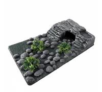 Fonowx Plateforme de Bain pour Pont Reptile Rampe Refuge Cachette Aquarium Décoration en Résine Grotte Intégrée Zone Sombre Sécurisée Adaptée aux s, Nouveau Intégré, Taille Unique