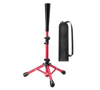 Fonowx Portable Baseball Tee d'Entraînement de Frappe Trépied T Ball Réglable Pliable Base Stabilisée en Caoutchouc et Acier, Rouge, Modèle Enfant Amélioré 55-78cm avec Sac De Rangement