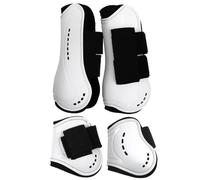 Fonowx Protecteur de Jambe Cheval Protège Tendon Botte Garde Enveloppe Coque PU Anti-impacts Doublure Néoprène Moelleuse Conception Contournée Soutien du, Blanc, Grand