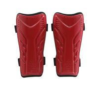 Fonowx Protège-Tibias Enfants Protège-Jambe Coquille Plaque Tibia Pare-Chocs avec Coque Dure Antichoc et Mousse EVA Double Sangle Réglable Profil Fin Suitable for Techniques Sport Scolaire, Red