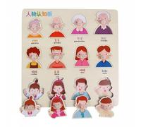Fonowx Puzzle Formes Enfants Planche Tri Formes Jouet Bois Puzzles Véhicules Animaux Objets Poignées Surélevées Association Forme Image Reconnaissance, Personnages