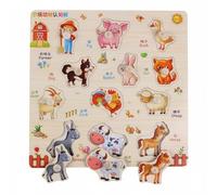 Fonowx Puzzle Formes Enfants Planche Tri Formes Jouet Bois Puzzles Véhicules Animaux Objets Poignées Surélevées Association Forme Image Reconnaissance, Animaux De La Ferme