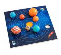 Fonowx Puzzle Planète Plateau Jeu Éducatif Manipulation Bois Apprentissage Planètes Puzzle Développement Coordination Adaptation Main-œil Adapté Enfants, Nouveau Tableau Cognitif