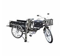 Fonowx Réplique Tricycle Vintage Miniature Véhicule Triporteur Modèle Décor Objet Retro en Alliage Métal avec Plateau Arrière et Finition Détaillée Adaptée à Bureau Vitrine Étagère Salon, Noir