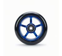 Fonowx Roue de de Remplacement en PU avec Noyau en Alliage Profil Rond et Logement de Roulement Centré pour Montage Simple, Noir/Bleu, Roue À Cinq Étoiles, Noir Et Bleu