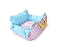Fonowx Sofa Industrielle Canapé Transportable pour Animal avec Matière Résistante et Base Antidérapante Amovible Adapté au Conduite Espace de Vie, Rayure Bleu+Rose