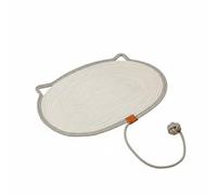 Fonowx Tapis Griffoir pour Chat Planche à Griffer de Jeu de Surface Aérée en Corde Coton Lin Résistante aux Griffures avec Balle Nouée, Blanc Argenté, 50 35cm