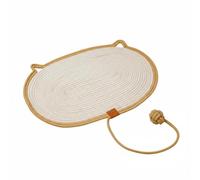 Fonowx Tapis Griffoir pour Chat Planche à Griffer de Jeu de Surface Aérée en Corde Coton Lin Résistante aux Griffures avec Balle Nouée, Jaune+Blanc, 50 35cm
