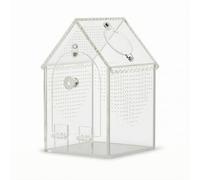 Fonowx Terrarium Reptile Acrylique Maison Vivarium Habitat Toit à Pignon Aéré avec Ouverture de Nourrissage Porte Sécurisée à Loquet Base Plane pour, Petit 3x3x6 Pouces