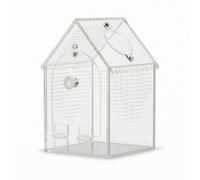 Fonowx Terrarium Reptile Acrylique Maison Vivarium Habitat Toit à Pignon Aéré avec Ouverture de Nourrissage Porte Sécurisée à Loquet Base Plane pour, Grand 5.7x5.7x9 Pouces