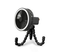 Fonowx Ventilateur de Bureau Usb Ventilateur de Table Mini Ventilateur Portable Ventilateur Poussette Pieds Modulables Support, 13.7 12 27 Cm, Ventilateur Noir Avec Lumière, 2000mAh