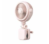 Fonowx Ventilateur Poussette Bébé Ventilateur à Pince Multiarticulé Ventilateur Portable Rechargeable Silencieux à 4 Niveaux Rotation Convient aux Poussettes Lits d'Enfant Bureau, Rose
