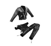Fonowx Veste et pantalon en cuir PU, échelle 1:6, vêtements de soldat miniatures, sweat-shirt pour figurines de 12 pouces