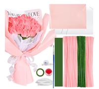 FONPOO Fil Chenille Cure-pipe pour Loisirs Créatifs,Bouquet de Tulipes | Pipe Cleaners 200 Pièces Fils Chenilles Rose Vert et Fleurs Artificielles Faites Main et Décoration DIY Bouquet de Fleurs