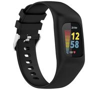 FONREST Bracelet monobloc compatible avec Fitbit-Charge-6/5/4/3/SE avec boucle ardillon - Bracelet de rechange en silicone souple lavable - Bracelet de montre de sport pour traqueur d'activité-Noir