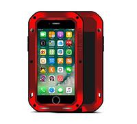 Fonrest Compatible avec iPhone 7 Plus Coque, Armure Puissante Aluminium Métal Gorilla Glass Antichoc Snowproof Dirtproof Cover Etui pour iPhone 8/7 Plus 5,5-Pouces Love Mei (Rouge)
