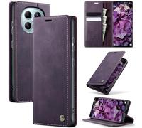 FONREST Compatible avec REDMI Note 15 (5G), étui portefeuille à rabat ultra fin en cuir de veau synthétique avec béquille, porte-cartes anti-RFID, fente pour espèces, fermeture magnétique (violet)