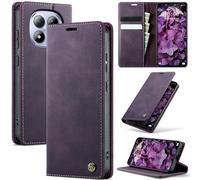 FONREST Compatible avec REDMI Note 15 Pro (4G), étui portefeuille à rabat ultra fin en cuir de veau synthétique avec béquille, porte-cartes anti-RFID, fente pour espèces, fermeture magnétique (violet)