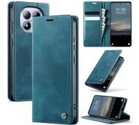 FONREST Compatible avec REDMI Note 15 Pro (5G), étui portefeuille à rabat ultra fin en cuir de veau synthétique avec béquille, porte-cartes anti-RFID, fente pour espèces, fermeture magnétique (bleu)