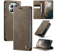 FONREST Compatible avec REDMI Note 15 Pro+Plus (5G), étui portefeuille à rabat ultra fin en cuir de veau PU avec béquille, porte-cartes anti-RFID, fente pour espèces, fermeture magnétique (café)