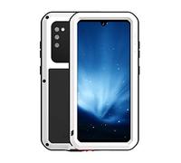 FONREST Coque intégrale antichoc pour Samsung Galaxy A41 6,1" Love Mei Outdoor Heavy Duty hybride Aluminium Métal Anti-poussière Cover avec verre trempé (Blanc)