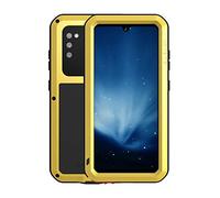 FONREST Coque intégrale antichoc pour Samsung Galaxy A41 6,1" Love Mei Outdoor Heavy Duty hybride Aluminium Métal Anti-poussière Cover avec verre trempé (Jaune)