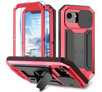 FONREST Coque intégrale robuste pour iPhone 16e 2025 avec béquille [béquille] [couvercle d'objectif d'appareil photo coulissant] Coque antichoc en métal robuste en aluminium + TPU avec protecteur